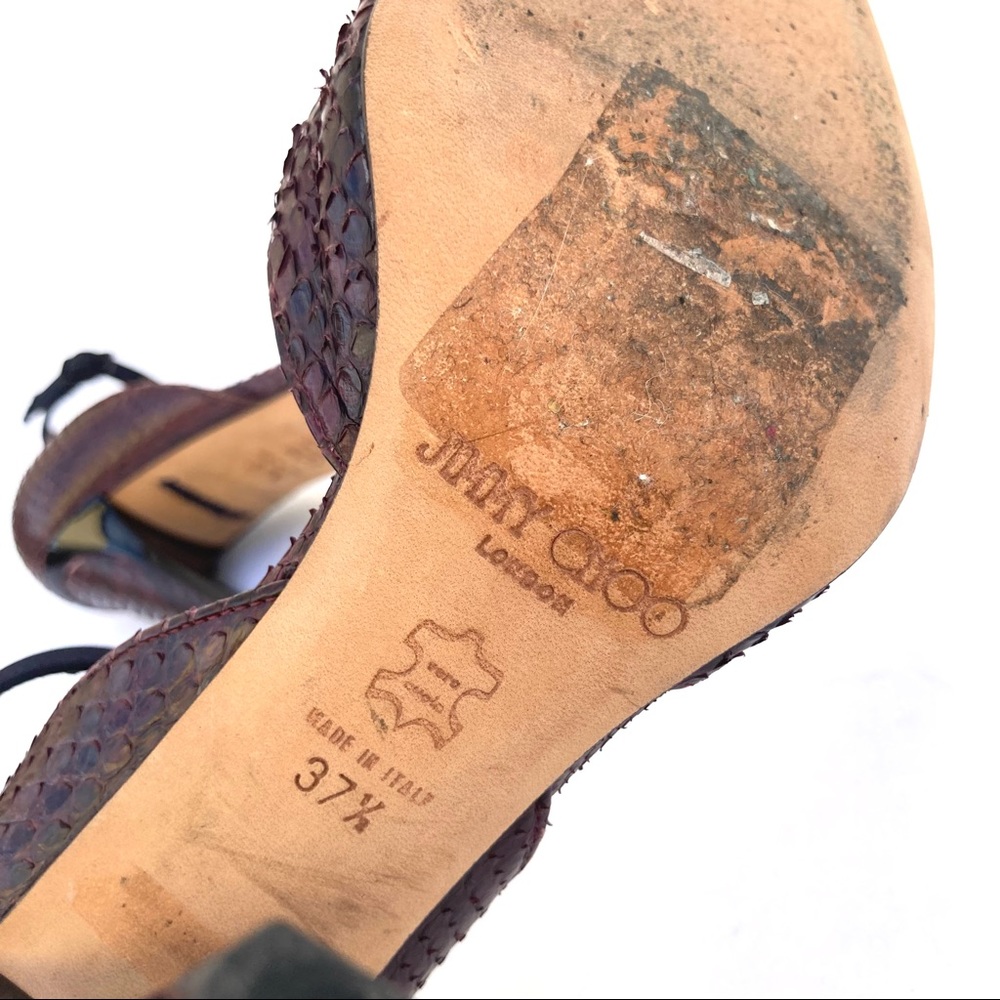 JIMMY CHOO SNAKE SKIN CLOSED TOE ANKLE STRAP HEELS SIZE 37.5 - Picture 4 of 10